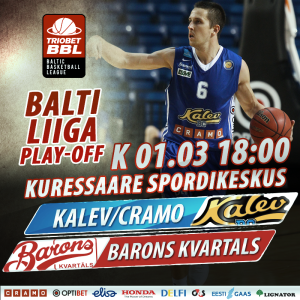 Triobet Balti Liiga Play OFF, BC Kalev/Cramo vs. Riia Barons kvartals @ Kuressaare Spordikeskus | Kuressaare | Saare maakond | Eesti